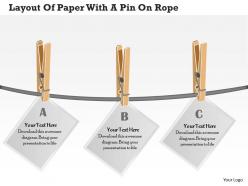 0314 business ppt diagram layout of paper with a pin on rope powerpoint template