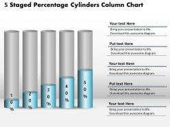 0414 5 staged percentage cylinders column chart powerpoint graph