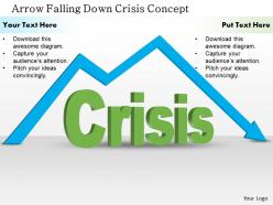 0514 arrow falling down crisis concept powerpoint presentation