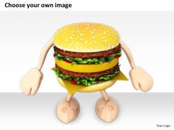0514 burger with strong arms and legs image graphics for powerpoint