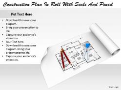 0514 construction plan with scale and pencil image graphics for powerpoint
