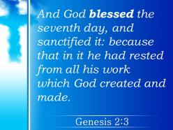 0514 genesis 23 god blessed the seventh day powerpoint church sermon