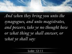 0514 luke 1211 you are brought before synagogues powerpoint church sermon