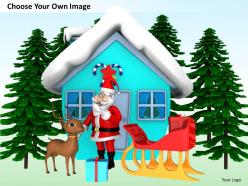0514 santa with snow hut and trees image graphics for powerpoint