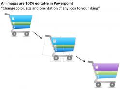 0514 shopping cart design with three steps powerpoint presentation