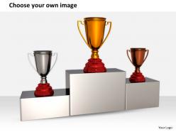 0514 trophies on winner podium image graphics for powerpoint