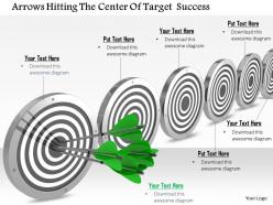 0614 arrows hitting the center of target image graphics for powerpoint