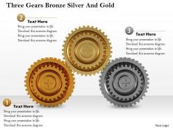 0614 three gears bronze silver and gold image graphics for powerpoint