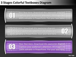 0620 business management consultants 3 stages colorful textboxes diagram ppt backgrounds for slides