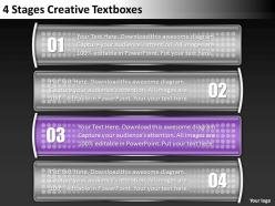 0620 corporate strategy 4 stages creative textboxes powerpoint templates