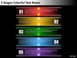 0620 Management Consultant 5 Stages Colorful Text Boxes Powerpoint Templates