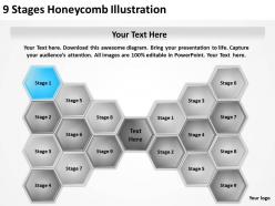 0620 management strategy consulting 9 stages honeycomb illustration powerpoint backgrounds for slides