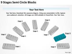 0620 management strategy consulting 9 stages semi circle blocks powerpoint backgrounds for slides