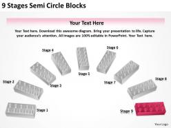 0620 management strategy consulting 9 stages semi circle blocks powerpoint backgrounds for slides