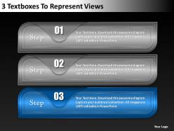 0620 strategy consulting 3 textboxes to represent views powerpoint slides