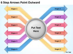 0620 timeline chart 6 step arrows point outward powerpoint templates