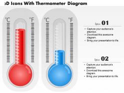 0714 Business Consulting 3D Icons With Thermometer Diagram Powerpoint Slide Template