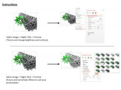 0814 3d black gears with one green standing out to show leadership image graphics for powerpoint