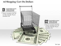 0814 3d shopping cart on dollars image graphics for powerpoint