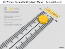 0814 3d yellow button for creativity meter image graphics for powerpoint