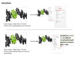 0814 be different concept shown by black gears and one green gear in the middle image graphics for powerpoint