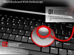 0814 black keyboard with stethoscope image graphics for powerpoint