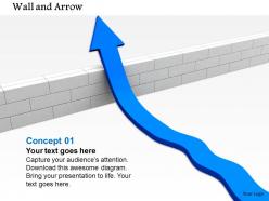 0814 blue arrow moving upward from a wall shows growth image graphics for powerpoint