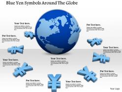 0814 blue yen symbols around the globe image graphics for powerpoint