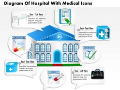 0814 business consulting diagram diagram of hospital with medical icons powerpoint slide template