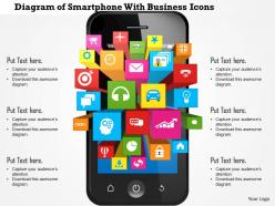 0814 business consulting diagram of smartphone with business icons powerpoint slide template