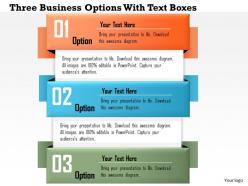 0814 business consulting diagram three business options with text boxes powerpoint slide template