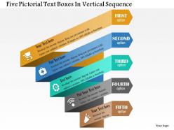 0814 business consulting five pictorial text boxes in vertical sequence powerpoint slide template
