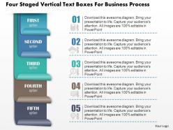 0814 business consulting four staged vertical text boxes for business process powerpoint slide template