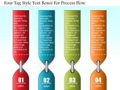 0814 business consulting four tag style text boxes for process flow powerpoint slide template