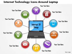 0814 business consulting internet technology icons around laptop powerpoint slide template