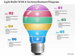 0814 business consulting light bulbs with 6 sections business diagram powerpoint slide template