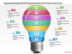 0814 business consulting segmented light bulb diagram with seven parts and icons powerpoint slide template
