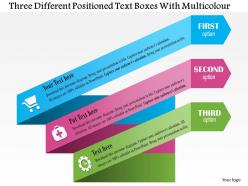 0814 business consulting three different positioned text boxes with multicolor powerpoint slide template