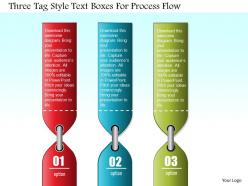 0814 business consulting three tag style text boxes for process flow powerpoint slide template