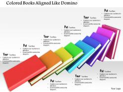 0814 colored books aligned like dominoes image graphics for powerpoint