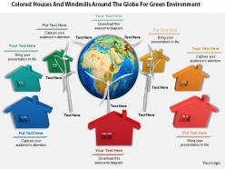 0814 colored houses and windmills around the globe for green environment image graphics for powerpoint