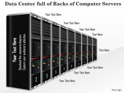 0814 data center full of racks of computer servers blades in a line with blinking lights ppt slides