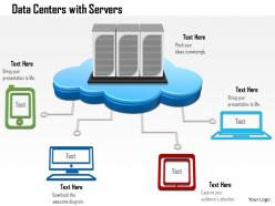 0814 data center with servers as a cloud connected to devices mobile tables desktop ppt slides