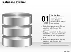 0814 database symbol icon shown by silver cylinders to represent persistent storage ppt slides