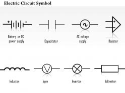 0814 Electric Circuit Symbol Diagrams Capacitor Resistor Inductor Invertor Voltmeter Ppt Slides