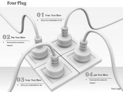 0814 four white plugs fixed in socket shows teamwork image graphics for powerpoint