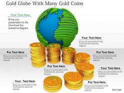 0814 globe with gold coins powerpoint template graphics for powerpoint