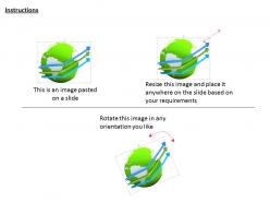 0814 globe with growth arrows in different colors shows business image graphics for powerpoint