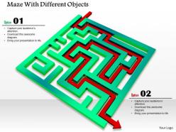 0814 green maze with red arrow to show solution path image graphics for powerpoint