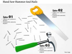0814 handsaw with nails and hammer for repair image graphics for powerpoint
